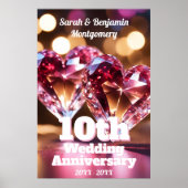ピンクエレガントハートジェム10結婚周年 ポスター (正面)