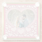 ピンクエレガントハートハッピーバレンタインデースタイリッシュ ガラスコースター (裏面)