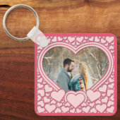 ピンクエレガントハートハッピーバレンタインデースタイリッシュ キーホルダー (正面)