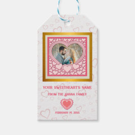 ピンクエレガントハートハッピーバレンタインデースタイリッシュ ギフトタグ