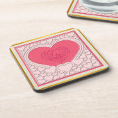ピンクエレガントハートハッピーバレンタインデースタイリッシュ コースター (左側)