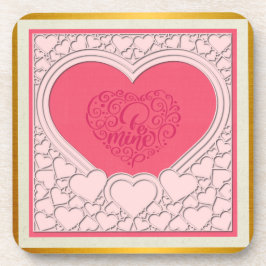ピンクエレガントハートハッピーバレンタインデースタイリッシュ コースター