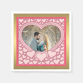 ピンクエレガントハートハッピーバレンタインデースタイリッシュ スタンダードカクテルナプキン