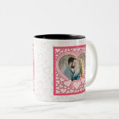 ピンクエレガントハートハッピーバレンタインデースタイリッシュ ツートーンマグカップ (正面右)