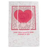 ピンクエレガントハートハッピーバレンタインデースタイリッシュ ミディアムペーパーバッグ (裏面)