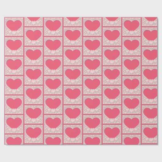 ピンクエレガントハートハッピーバレンタインデースタイリッシュ ラッピングペーパー (フラット)
