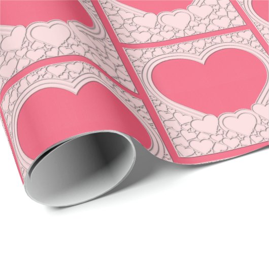 ピンクエレガントハートハッピーバレンタインデースタイリッシュ ラッピングペーパー (ロールコーナー)