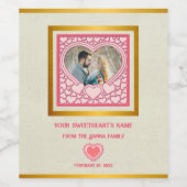 ピンクエレガントハートハッピーバレンタインデースタイリッシュ ワインラベル (シングルラベル)