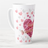 ピンクエレガントハートバレンタインデー カフェラテマグ (左アングル)