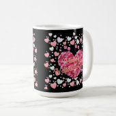 ピンクエレガントハートバレンタインデー コーヒーマグカップ (正面右)