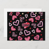 ピンクエレガントハートバレンタインデー ポストカード (正面/裏面)