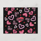 ピンクエレガントハートバレンタインデー ポストカード (正面)