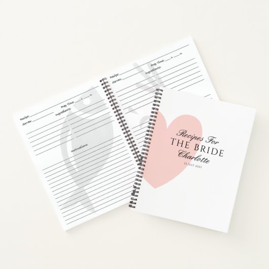 ピンクエレガントハートブライダルシャワーギフトレシピ本 ノートブック (内部)