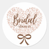 ピンクエレガントハートブライダルシャワー ラウンドシール (正面)