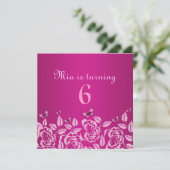 ピンクエレガントバタフライキッド誕生日招待状 招待状 (スタンド正面)