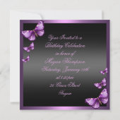 ピンクエレガントバタフライスウィート16誕生日招待状 招待状 (裏面)