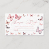 ピンクエレガントバタフライベビーシャワーおむつラッフル エンクロージャーカード (正面)