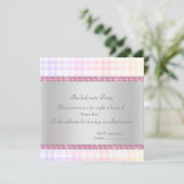 ピンクエレガントバチェロレッテタータンチェック新規ダイヤモンド 招待状 (スタンド正面)