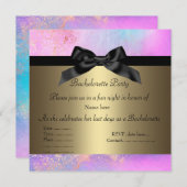 ピンクエレガントバチェロレッテ招待状金ゴールド詳細o 招待状 (正面/裏面)