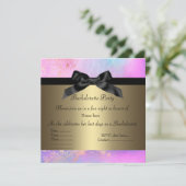 ピンクエレガントバチェロレッテ招待状金ゴールド詳細o 招待状 (スタンド正面)