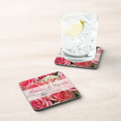 ピンクエレガントバラのコークコースター コースター (右側)