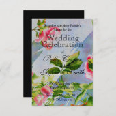 ピンクエレガントバラの水彩フローラ 招待状 (正面/裏面)