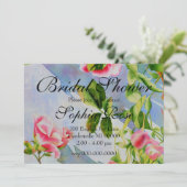 ピンクエレガントバラの水彩フローラ 招待状 (スタンド正面)
