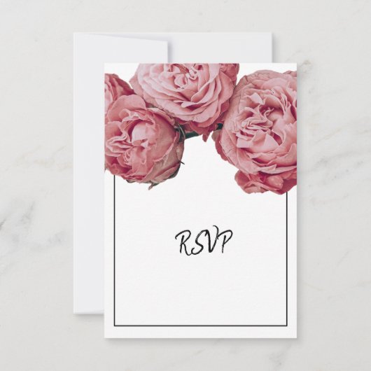 ピンクエレガントバラの食事オプションウェディングRSVPカード 出欠カード (裏面)