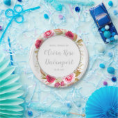 ピンクエレガントバラ幾何カスタムブライダルシャワー ペーパープレート (パーティー)