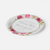 ピンクエレガントバラ幾何カスタムブライダルシャワー ペーパープレート (アングル)