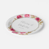 ピンクエレガントバラ幾何学的カスタムウェディング ペーパープレート (アングル)