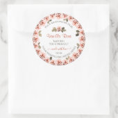 ピンクエレガントバラ白製品包装ラベル ラウンドシール (バッグ)