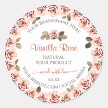 ピンクエレガントバラ白製品包装ラベル