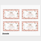 ピンクエレガントバラ白製品包装ラベル 長方形シール (シート)