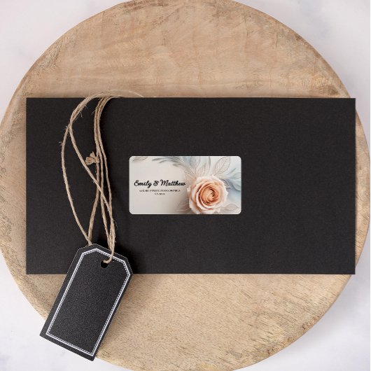 ピンクエレガントバラ露が差出人住所ラベル ラベル