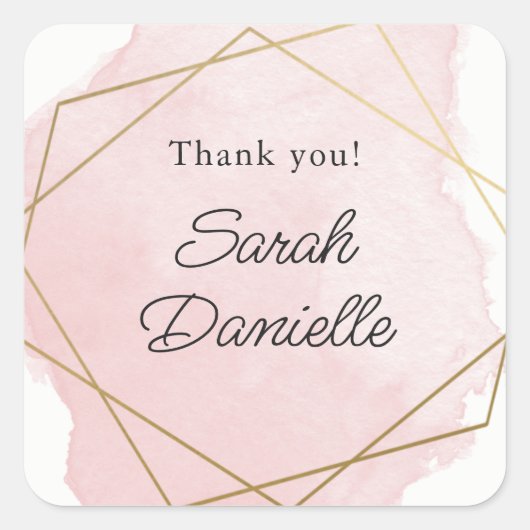 ピンクエレガントバルミツワーありがとう スクエアシール (正面)
