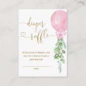 ピンクエレガントバルーンおむつラッフルチケット エンクロージャーカード (正面)