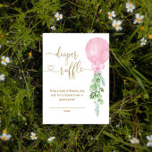 ピンクエレガントバルーンおむつラッフルチケット エンクロージャーカード