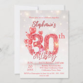 ピンクエレガントバルーン30歳の誕生日お祝い 招待状 (正面)
