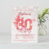 ピンクエレガントバルーン30歳の誕生日お祝い 招待状 (スタンド正面)