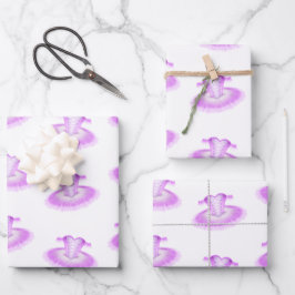 ピンクエレガントバレエ誕生日チュウウォータカラー ラッピングペーパーシート