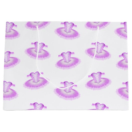 ピンクエレガントバレエ誕生日チュウウォータカラー ラージペーパーバッグ (正面)