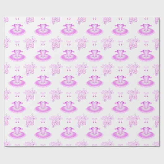 ピンクエレガントバレエ誕生日ツツ&ポインテシューズ ラッピングペーパー (フラット)