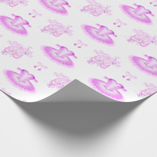 ピンクエレガントバレエ誕生日ツツ&ポインテシューズ ラッピングペーパー (角)