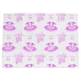 ピンクエレガントバレエ誕生日ツツ&ポインテシューズ ラージペーパーバッグ