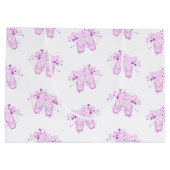 ピンクエレガントバレエ誕生日ポインテシューズ ラージペーパーバッグ (裏面)