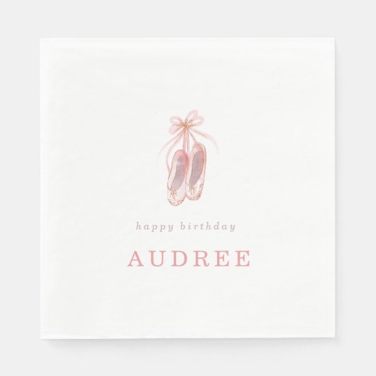 ピンクエレガントバレリナシューズ誕生日パーティー スタンダードランチョンナプキン (正面)