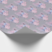 ピンクエレガントパステルフローラ熱帯ベビーシャワー ラッピングペーパー (角)