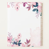 ピンクエレガントパーソナライズされたと紫の花のカスタム プランナー手帳 (裏面)