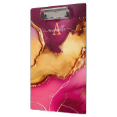 ピンクエレガントパーソナライズされたと金ゴールドの大理石クリップボード クリップボード (左)